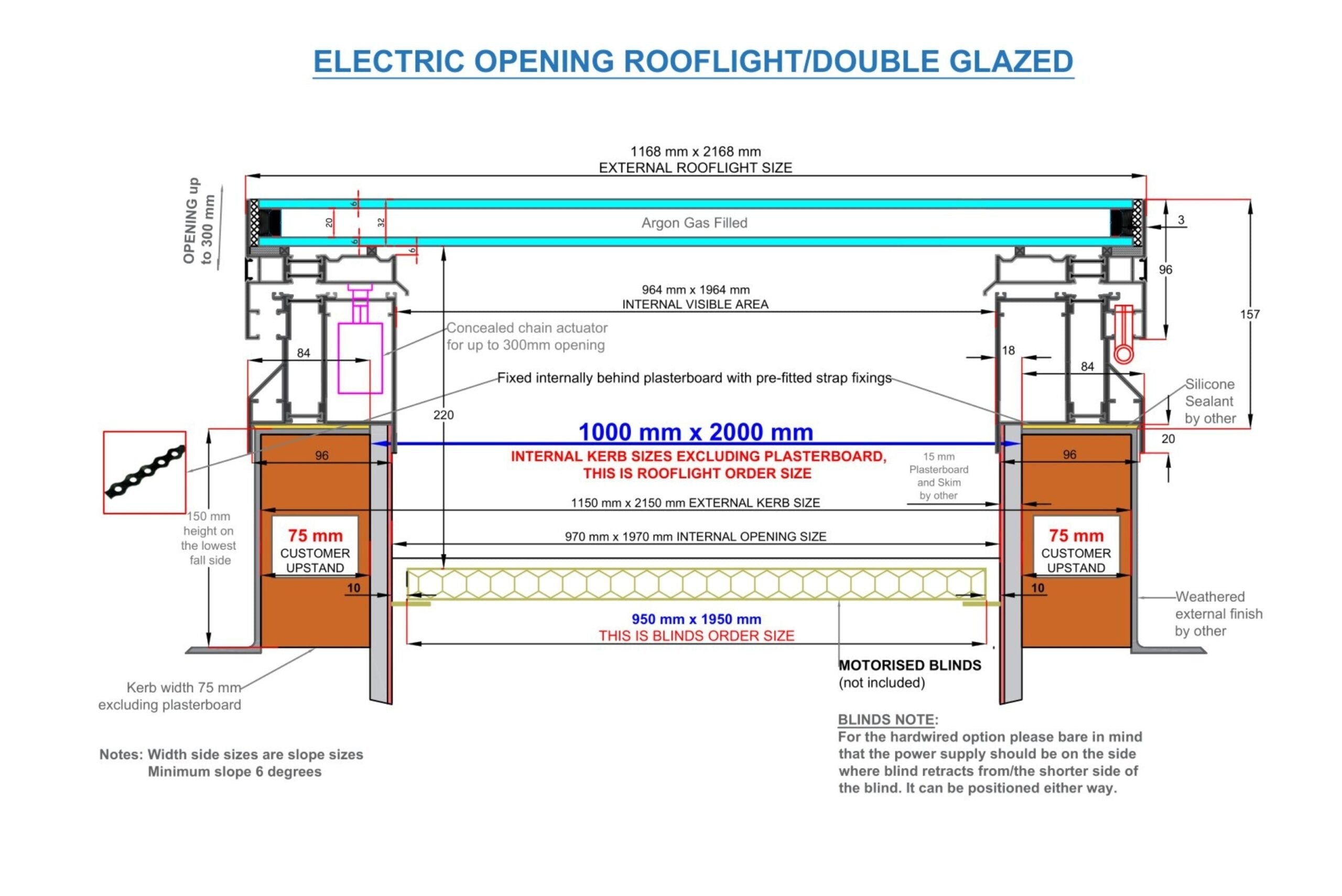 Electric Opening Skylight 1000 x 2000mm